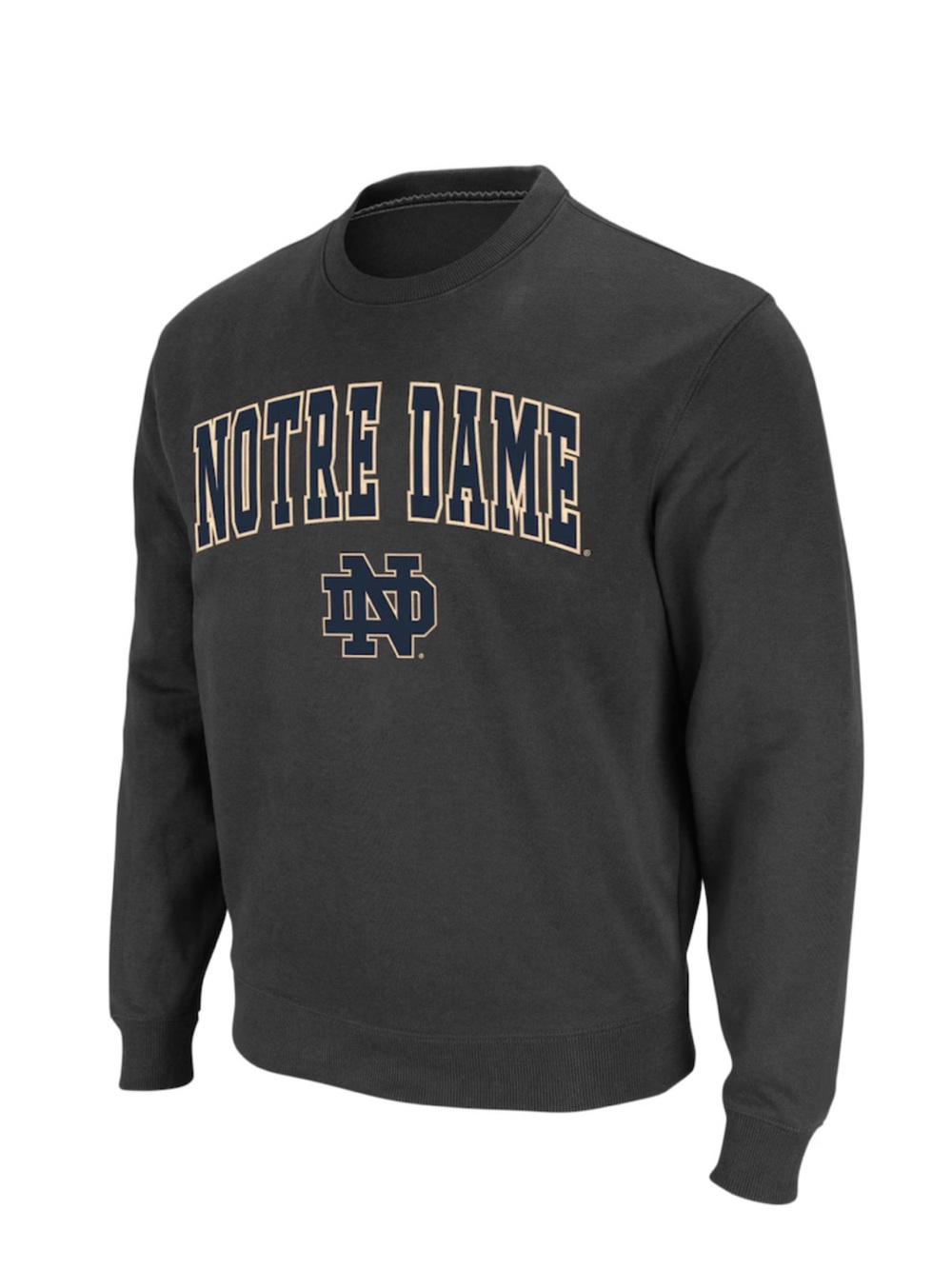 Colosseum Notre Dame Black Crewneck with Gold & Navy Lettering